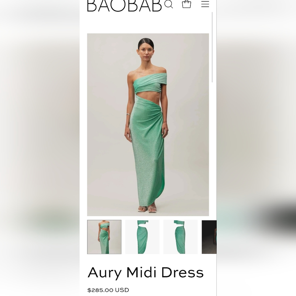 Baobab Collection Green Strapless Maxi Dress Asymmetrical Wrap